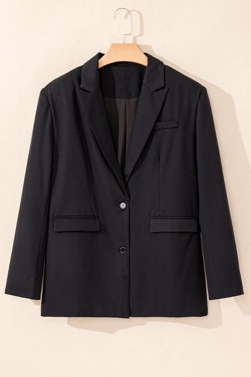 Modern Solid Lapel Flap Pocket Buttoned Blazer