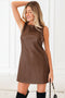 Modern Solid Polyurethane Vegan Leather Sleeveless Mini Dress
