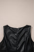 Modern Solid Polyurethane Vegan Leather Sleeveless Mini Dress