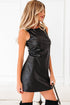 Modern Solid Polyurethane Vegan Leather Sleeveless Mini Dress
