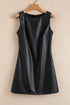 Modern Solid Polyurethane Vegan Leather Sleeveless Mini Dress