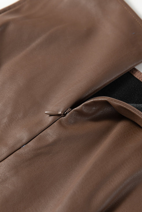 Modern Solid Polyurethane Vegan Leather Sleeveless Mini Dress