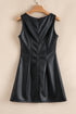 Modern Solid Polyurethane Vegan Leather Sleeveless Mini Dress