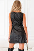 Modern Solid Polyurethane Vegan Leather Sleeveless Mini Dress
