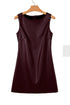 Modern Solid Polyurethane Vegan Leather Sleeveless Mini Dress