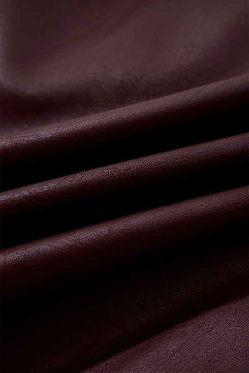 Modern Solid Polyurethane Vegan Leather Sleeveless Mini Dress