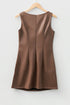 Modern Solid Polyurethane Vegan Leather Sleeveless Mini Dress
