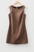 Modern Solid Polyurethane Vegan Leather Sleeveless Mini Dress