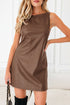 Modern Solid Polyurethane Vegan Leather Sleeveless Mini Dress