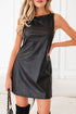 Modern Solid Polyurethane Vegan Leather Sleeveless Mini Dress