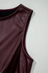 Modern Solid Polyurethane Vegan Leather Sleeveless Mini Dress