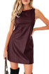 Modern Solid Polyurethane Vegan Leather Sleeveless Mini Dress