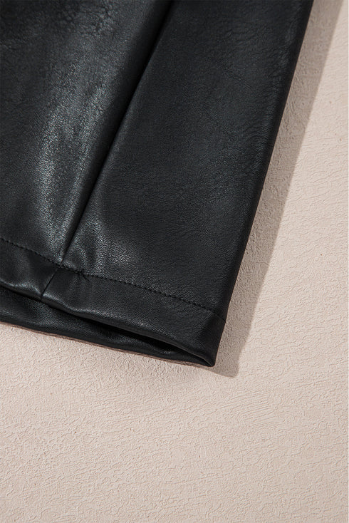 Modern Solid Polyurethane Vegan Leather Sleeveless Mini Dress