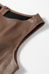 Modern Solid Polyurethane Vegan Leather Sleeveless Mini Dress
