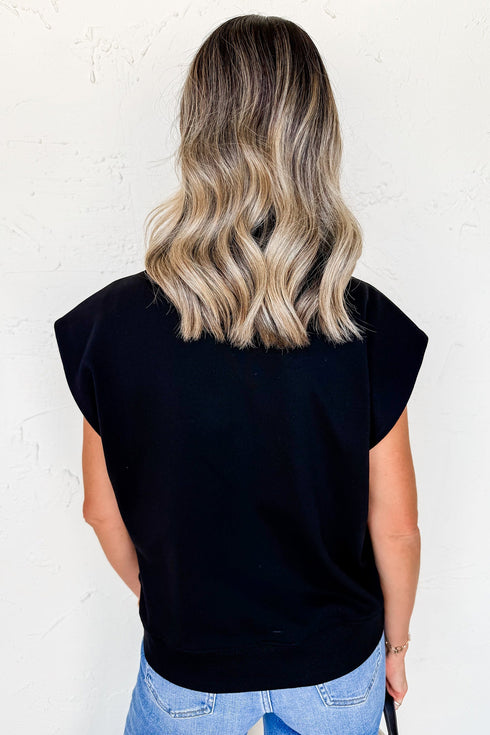 Modern Solid Short Sleeve Metal Button Detail Top