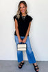 Modern Solid Short Sleeve Metal Button Detail Top