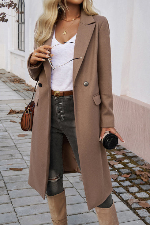 Modern Solid Single Breasted Lapel Flap Pocket Overcoat