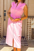 Modern Solid Sleeveless Double Zip Shift Midi Dress