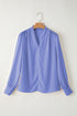 Modern Solid V Neck Breezy Long Sleeve Blouse