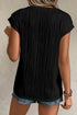 Modern Solid Wavy Textured Button V Neck Tee