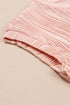 Modern Solid Wavy Textured Button V Neck Tee