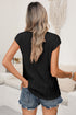 Modern Solid Wavy Textured Button V Neck Tee