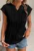 Modern Solid Wavy Textured Button V Neck Tee