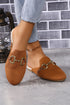 Modern Square Toe Buckle Strap Slip On Flats