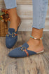Modern Square Toe Buckle Strap Slip On Flats