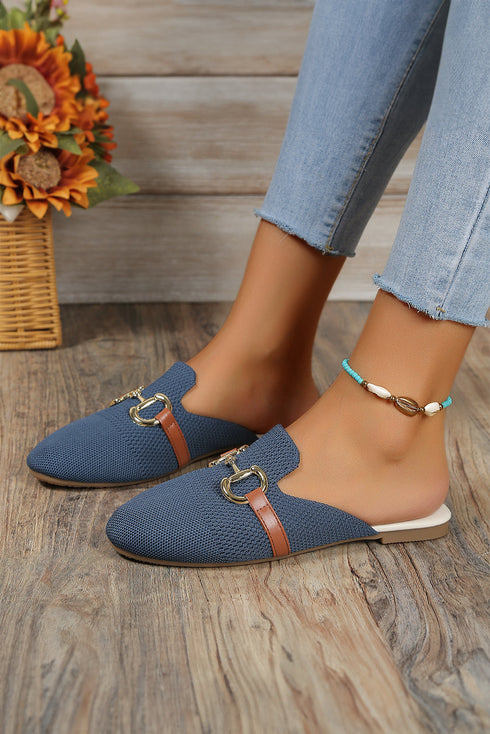 Modern Square Toe Buckle Strap Slip On Flats