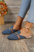 Modern Square Toe Buckle Strap Slip On Flats