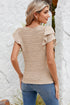 Modern Stretch Wavy Textured Ruffle Sleeve Top