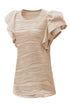 Modern Stretch Wavy Textured Ruffle Sleeve Top