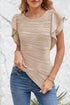 Modern Stretch Wavy Textured Ruffle Sleeve Top