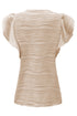 Modern Stretch Wavy Textured Ruffle Sleeve Top