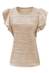 Modern Stretch Wavy Textured Ruffle Sleeve Top