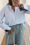 Modern Stripe Leopard Patchwork Long Sleeve Button Down Shirt