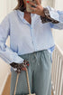 Modern Stripe Leopard Patchwork Long Sleeve Button Down Shirt