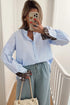 Modern Stripe Leopard Patchwork Long Sleeve Button Down Shirt