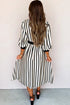 Modern Stripe Puff Sleeve Button Down Midi Dress