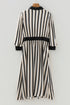 Modern Stripe Puff Sleeve Button Down Midi Dress