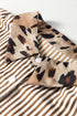 Modern Striped Leopard Patched Collared Long Sleeve Shirt