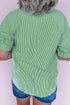 Modern Striped Print Collared Split Neck Half Sleeve Blouse