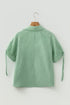 Modern Striped Print Collared Split Neck Half Sleeve Blouse
