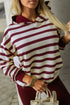 Modern Striped Pullover Hoodie And Ribbed Pant Set