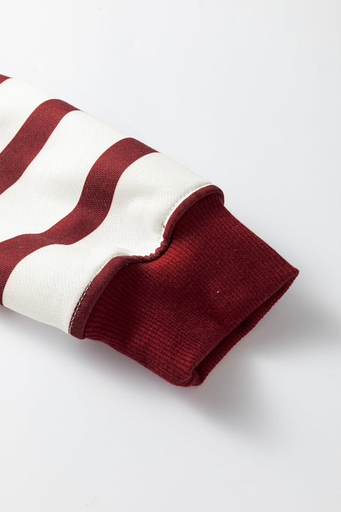 Modern Striped Pullover Hoodie And Ribbed Pant Set