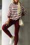 Modern Striped Pullover Hoodie And Ribbed Pant Set