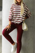 Modern Striped Pullover Hoodie And Ribbed Pant Set