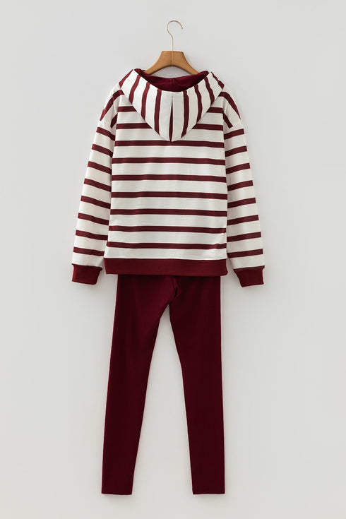 Modern Striped Pullover Hoodie And Ribbed Pant Set