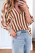Modern Striped V Neck Half Sleeve Tailored Blouse